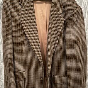 Oscar de la Renta Brown and Black Houndstooth Blazer